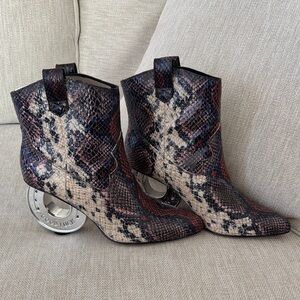 Katy Perry Collections Multicolor Snakeskin Ankle Boots with Horseshoe Heel